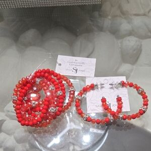 8pc- Sassy Jones Vibrant Red and Orange Bracelet Set